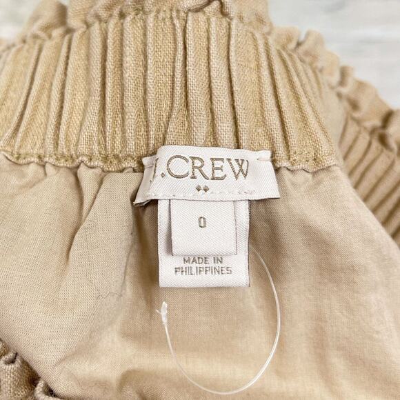 J Crew Linen Blend Sidewalk Mini Skirt Tan Elastic Waist Pull On Casual Womens 0 - Picture 4 of 7
